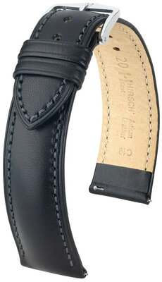 Correa de cuero Hirsch Kent XL 01002250-2, negro, piel de ternera, longitud XL, Quick Release