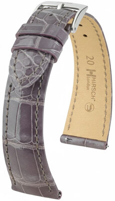 Correa de piel Hirsch London 04207112-2, morado, piel de aligátor, Quick Release