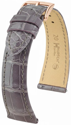 Correa de piel Hirsch London 04207112-7, morado, piel de aligátor, Quick Release