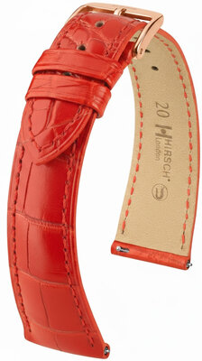 Correa de piel Hirsch London 04207129-7, rojo, piel de aligátor, Quick Release