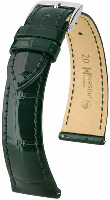 Correa de piel Hirsch London 04207141-2, verde, piel de aligátor, Quick Release