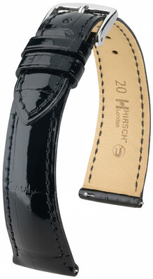 Correa de piel Hirsch London 04207150-2, negro, piel de aligátor, Quick Release