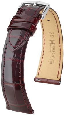 Correa de piel Hirsch London 04207160-2, rojo, piel de aligátor, Quick Release