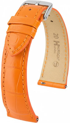 Correa de piel Hirsch London 04207176-2, naranja, piel de aligátor, Quick Release