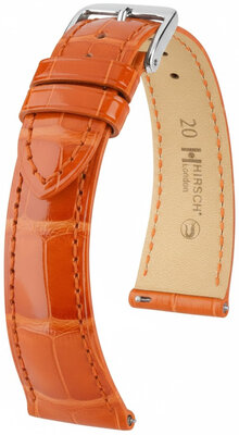 Correa de piel Hirsch London 04207177-2, naranja, piel de aligátor, Quick Release