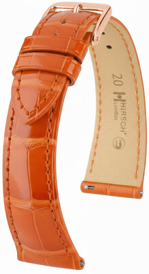Correa de piel Hirsch London 04207177-7, naranja, piel de aligátor, Quick Release