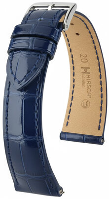 Correa de piel Hirsch London 04207180-2, azul, piel de aligátor, Quick Release