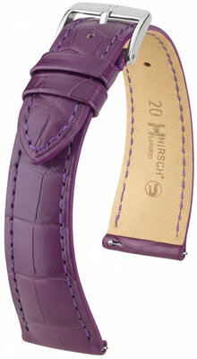 Correa de piel Hirsch London 04207186-2, morado, piel de aligátor, Quick Release