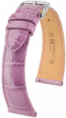 Correa de piel Hirsch London 04207187-2, morado, piel de aligátor, Quick Release