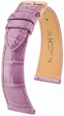 Correa de piel Hirsch London 04207187-7, morado, piel de aligátor, Quick Release