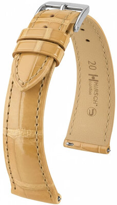 Correa de piel Hirsch London 04207190-2, beige, piel de aligátor, Quick Release