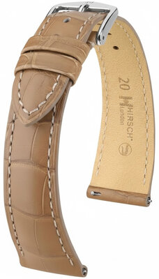 Correa de piel Hirsch London 04207199-2, beige, piel de aligátor, Quick Release