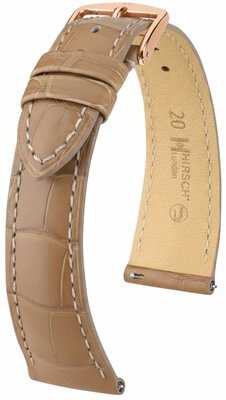 Correa de piel Hirsch London 04207199-7, beige, piel de aligátor, Quick Release