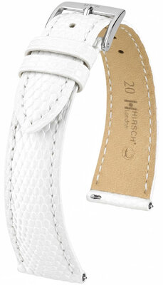 Correa de piel Hirsch London 04266100-2, blanco, piel de lagarto, Quick Release
