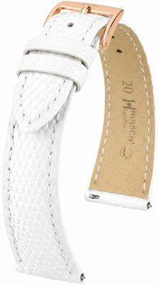 Correa de piel Hirsch London 04266100-7, blanco, piel de lagarto, Quick Release