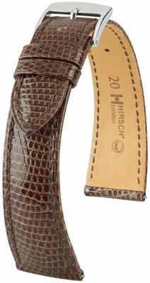 Correa de piel Hirsch London 04266110-2, marrón, piel de lagarto, Quick Release