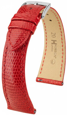 Correa de piel Hirsch London 04266120-2, rojo, piel de lagarto, Quick Release