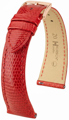 Correa de piel Hirsch London 04266120-7, rojo, piel de lagarto, Quick Release