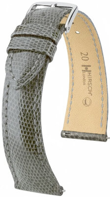 Correa de piel Hirsch London 04266130-2, gris, piel de lagarto, Quick Release