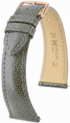 Correa de piel Hirsch London 04266130-7, gris, piel de lagarto, Quick Release