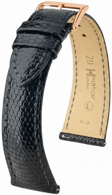 Correa de piel Hirsch London 04266150-7, negro, piel de lagarto, Quick Release