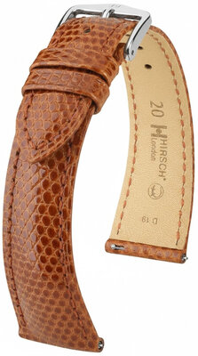 Correa de piel Hirsch London 04266170-2, marrón, piel de lagarto, Quick Release