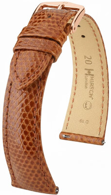 Correa de piel Hirsch London 04266170-7, marrón, piel de lagarto, Quick Release