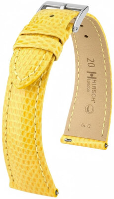 Correa de piel Hirsch London 04266172-2, amarillo, piel de lagarto, Quick Release