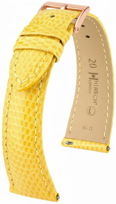 Correa de piel Hirsch London 04266172-7, amarillo, piel de lagarto, Quick Release