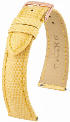 Correa de piel Hirsch London 04266173-7, amarillo, piel de lagarto, Quick Release