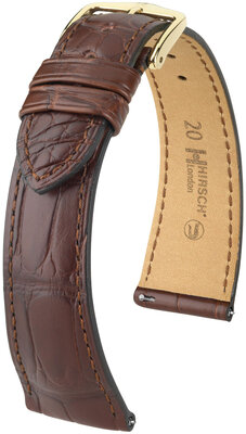 correa de cuero Hirsch London L 04207019NQ-1, marrón, piel de aligátor, longitud L