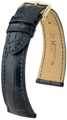 correa de cuero Hirsch London L 04207059NQ-1, negro, piel de aligátor, longitud L