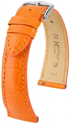 correa de cuero Hirsch London L 04207076-2, naranja, piel de aligátor, longitud L, Quick Release