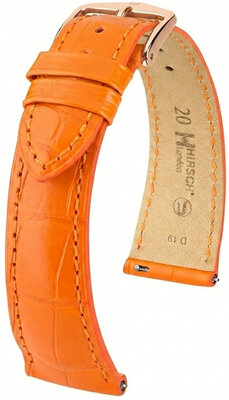 correa de cuero Hirsch London L 04207076-7, naranja, piel de aligátor, longitud L, Quick Release