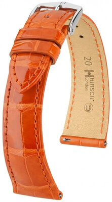 correa de cuero Hirsch London L 04207077-2, naranja, piel de aligátor, longitud L, Quick Release