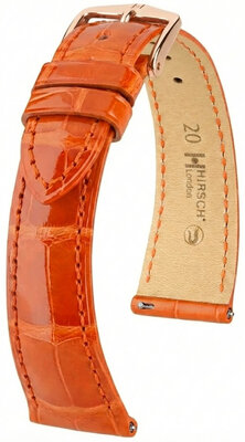 correa de cuero Hirsch London L 04207077-7, naranja, piel de aligátor, longitud L, Quick Release