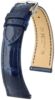 Correa de cuero Hirsch London L 04207080-2, azul, piel de aligátor, longitud L, Quick Release
