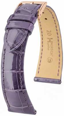 Correa de cuero Hirsch London L 04207084-7, violeta, piel de aligátor, longitud L, Quick Release