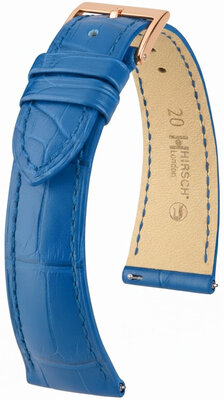 correa de cuero Hirsch London L 04207085-7, azul, piel de aligátor, longitud L, Quick Release