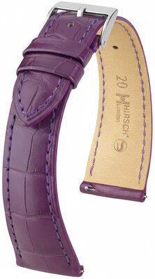 correa de cuero Hirsch London L 04207086-2, morado, piel de aligátor, longitud L, Quick Release