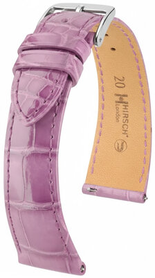 correa de cuero Hirsch London L 04207087-2, violeta, piel de aligátor, longitud L, Quick Release