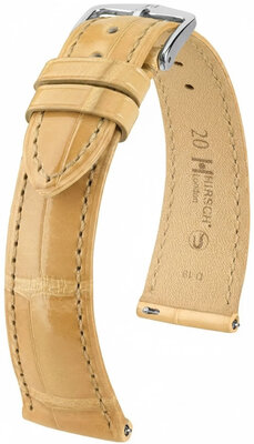 correa de cuero Hirsch London L 04207090-2, beige, piel de aligátor, longitud L, Quick Release