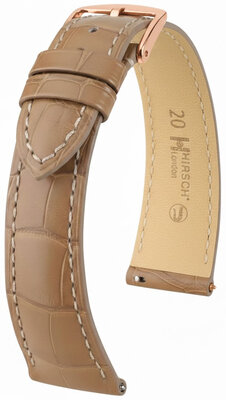 Correa de cuero Hirsch London L 04207099-7, beige, piel de aligátor, longitud L, Quick Release