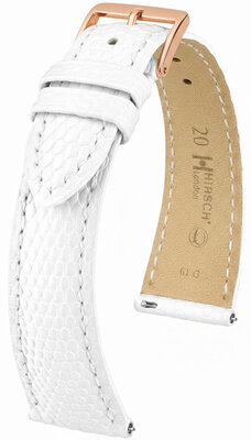 Correa de cuero Hirsch London L 04266000-7, blanco, piel de lagarto, longitud L, Quick Release
