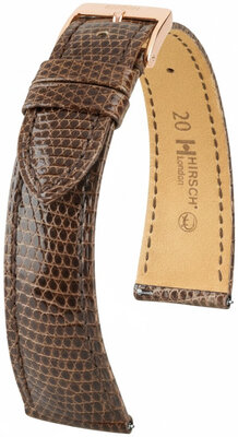 correa de cuero Hirsch London L 04266010-7, marrón, piel de lagarto, longitud L, Quick Release