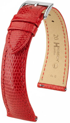 correa de cuero Hirsch London L 04266020-2, rojo, piel de lagarto, longitud L, Quick Release