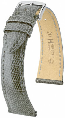 Correa de piel Hirsch London L 04266030-2, gris, piel de lagarto, longitud L, cierre rápido