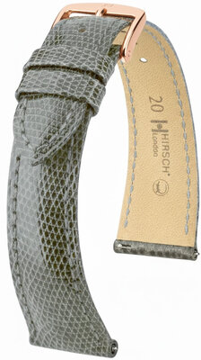 correa de cuero Hirsch London L 04266030-7, gris, piel de lagarto, longitud L, Quick Release