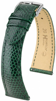 correa de cuero Hirsch London L 04266040-2, verde, piel de lagarto, longitud L, Quick Release