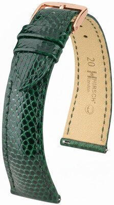 correa de cuero Hirsch London L 04266040-7, verde, piel de lagarto, longitud L, Quick Release